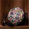 Tasar Violet Floral Block Print Sling Bags