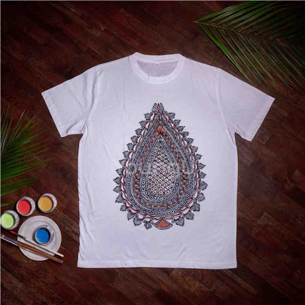 Cotton Handcrafted Madhubani Mandala Art T-Shirt