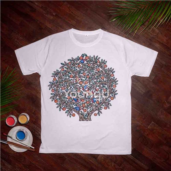 Cotton Handcrafted Madhubani Tree of Life T-Shirt