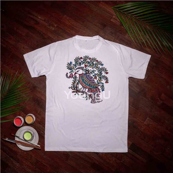 Cotton Handcrafted Mdhubani Birdy T-Shirt