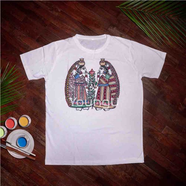 Cotton Handcrafted Mdhubani Vilage Life T-shirt